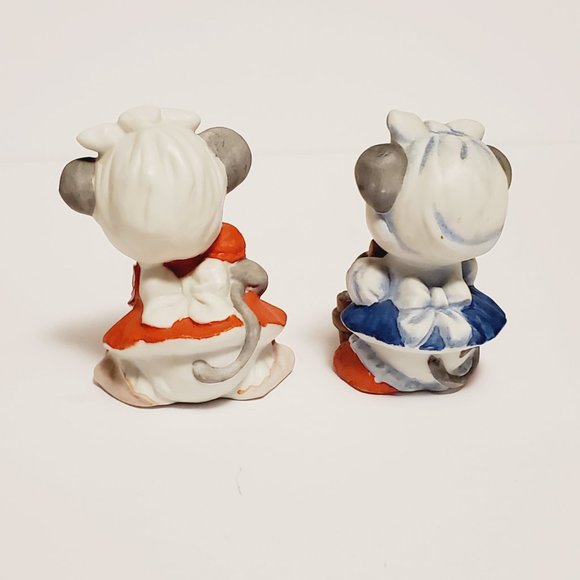 Vtg Taiwan Ceramic Figurines Smiling Mouse - Picture 4 of 9